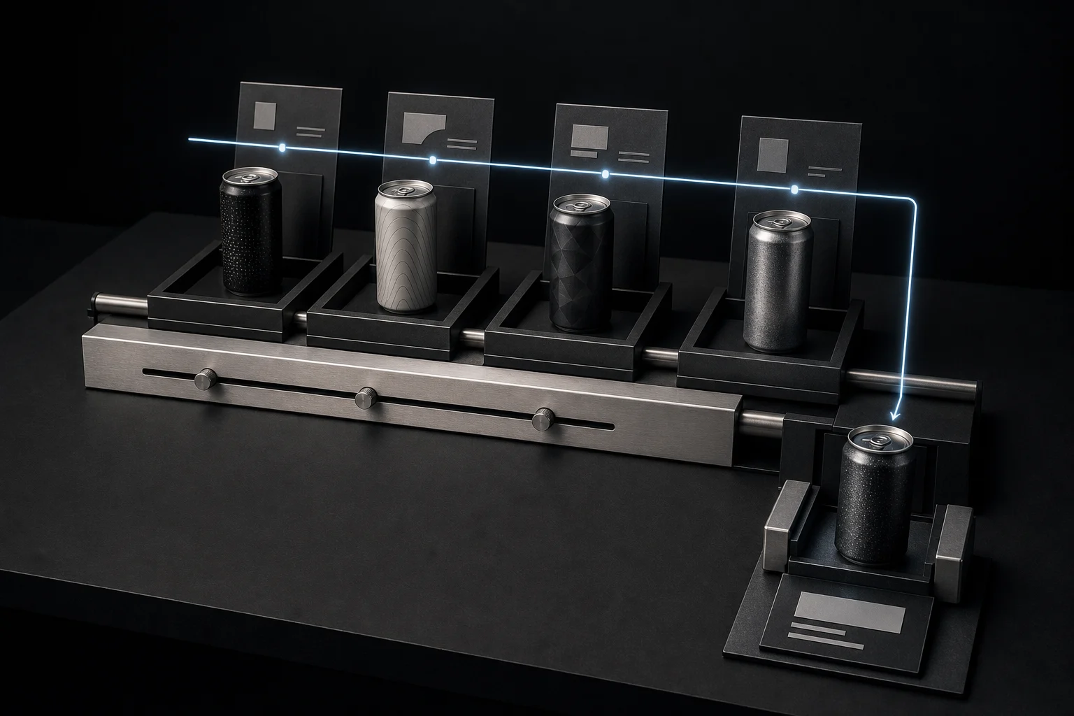 Four energy drink offers moving through a comparison system