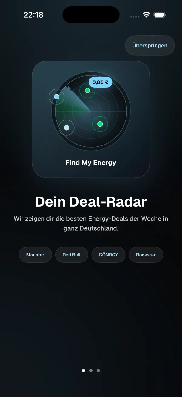 Find My Energy native iOS onboarding screen